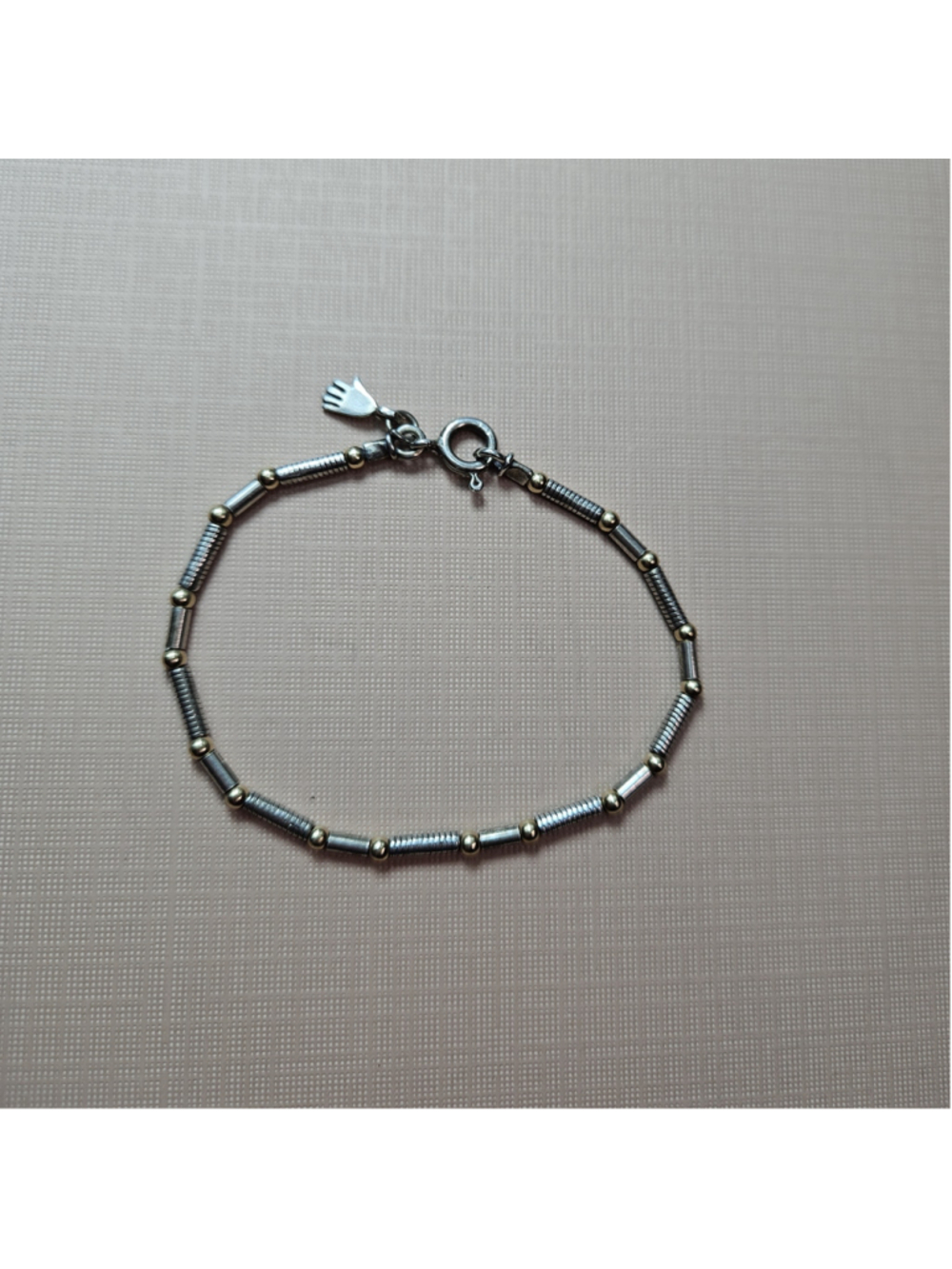 Sterling Silver and Gold Tone Beaded Bracelet handmade in Isreal 7½" approximate